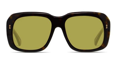 Gucci GG0049S Brown/Tortoise/Yellow Prescription Sunglasses